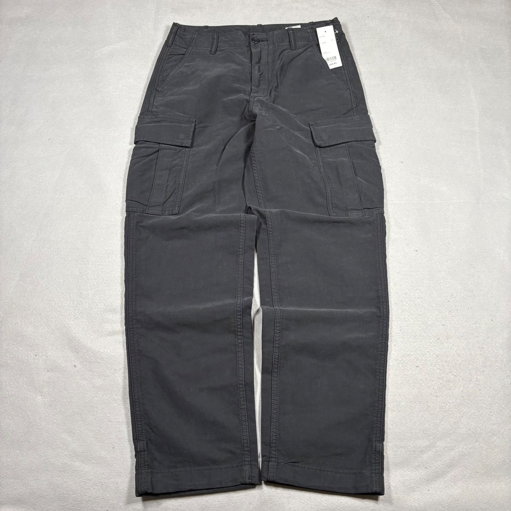 Uniqlo Mens Black Cargo Pants Straight Leg Utility Trousers NWT Size S 27-30in